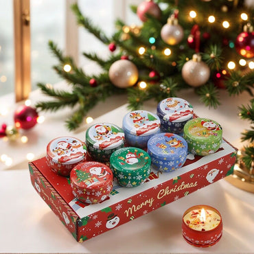 Christmas gift Aussie Christmas Scented Candle Set – 8-Piece Tin Candles with Festive Scents & Designs for Holiday Cheer