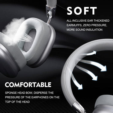 Blue Comfortable Bluetooth Over-Ear Headphones - Soft Earmuffs, Foldable Design, Stereo Sound