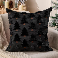 Christmas Pillow Covers 18x18 inch Set of 2 Black Christmas Decorations Soft Plush Faux Fur Wool Xmas Tree Throw Pillow Cases Winter Holiday Decor for Sofa Living Room