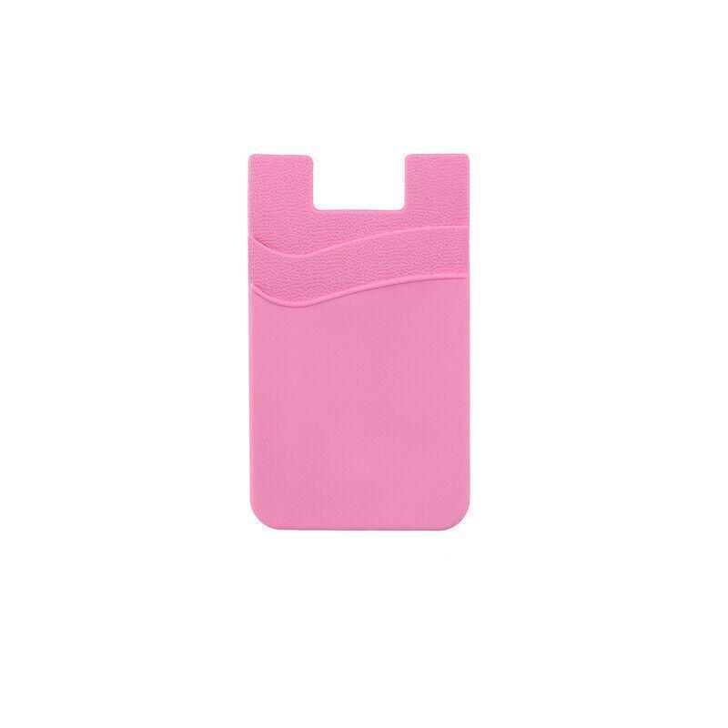 Silicone Phone Card Holder Double Layer Adhesive Wallet with 3M Backing - Red
