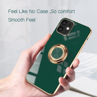 Fruit Green Luxury Shockproof Silicone Ring Case Stand Cover for iPhone 14 13 12 Pro Max - iPhone 13 Pro Max
