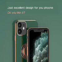Fruit Green Luxury Shockproof Silicone Ring Case Stand Cover for iPhone 14 13 12 Pro Max - iPhone 13 Pro Max