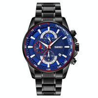 Stainless Steel Men Moonphase Watch with Date - Gold Blue