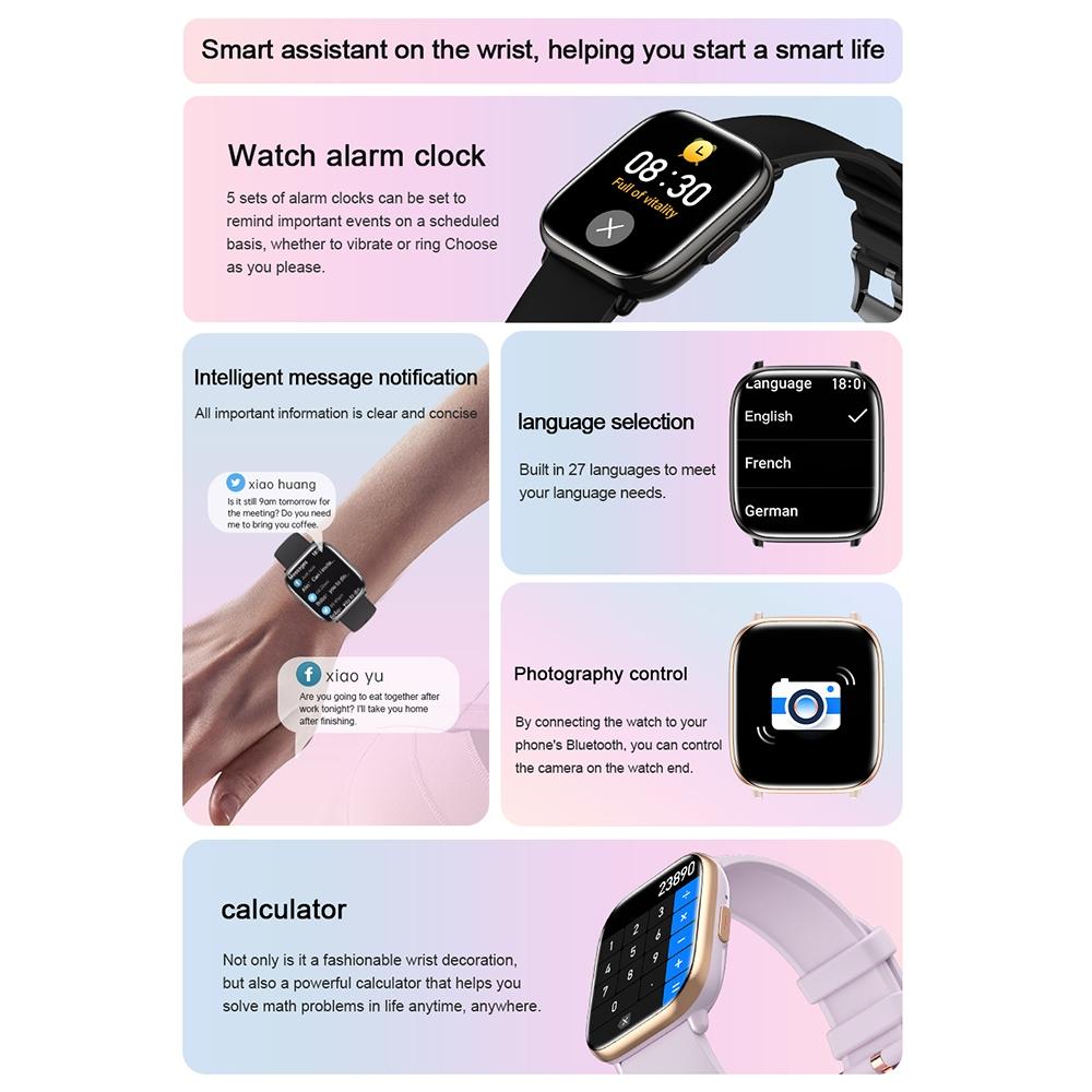 Waterproof Smart Watch With Blood Oxygen Monitoring - Ip68 - Black