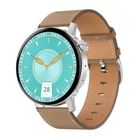 Smart Leather Watch With Colour Screen - Silver