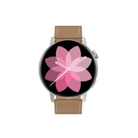Smart Leather Watch With Colour Screen - Silver