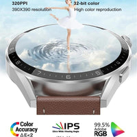 Smart Leather Watch With Colour Screen - Silver