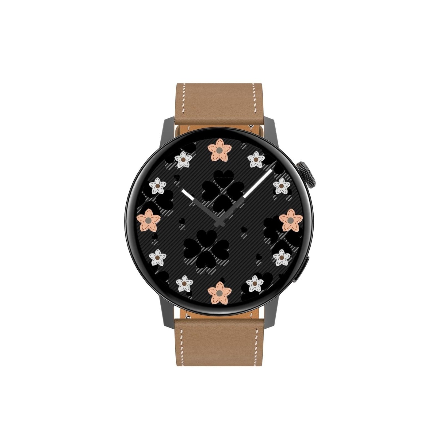 Smart Leather Watch With Colour Screen - Silver
