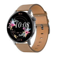 Smart Leather Watch With Colour Screen - Silver