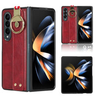 For Samsung Galaxy z Fold4 5G Leather Wristband Phone Case - Back Cover - Red