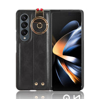 For Samsung Galaxy z Fold4 5G Leather Wristband Phone Case - Back Cover - Red