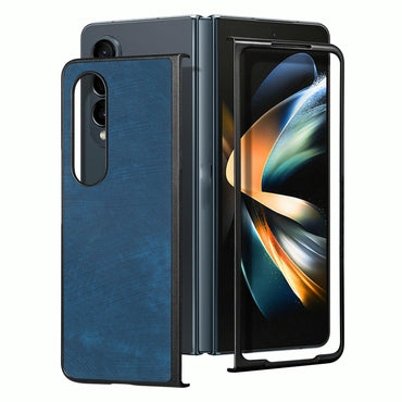 For Samsung Galaxy Z Fold4 5G Pu Back Cover - Solid Colour - Blue