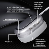 Blue Comfortable Bluetooth Over-Ear Headphones - Soft Earmuffs, Foldable Design, Stereo Sound