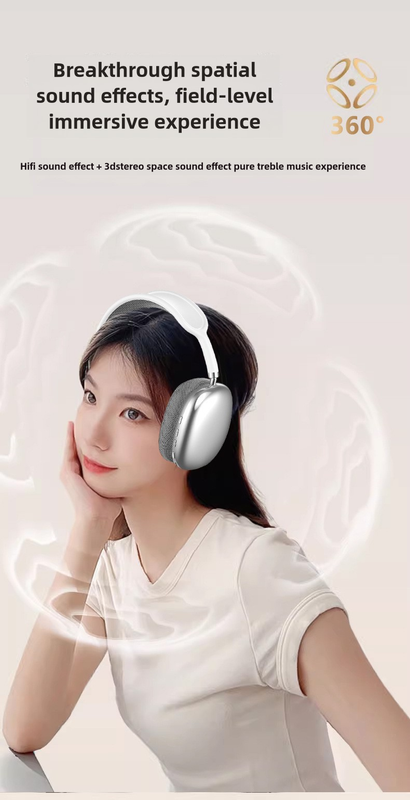 Pink Immersive 3D Audio Headphones - Wireless Over-Ear Comfort, Type-C Charging