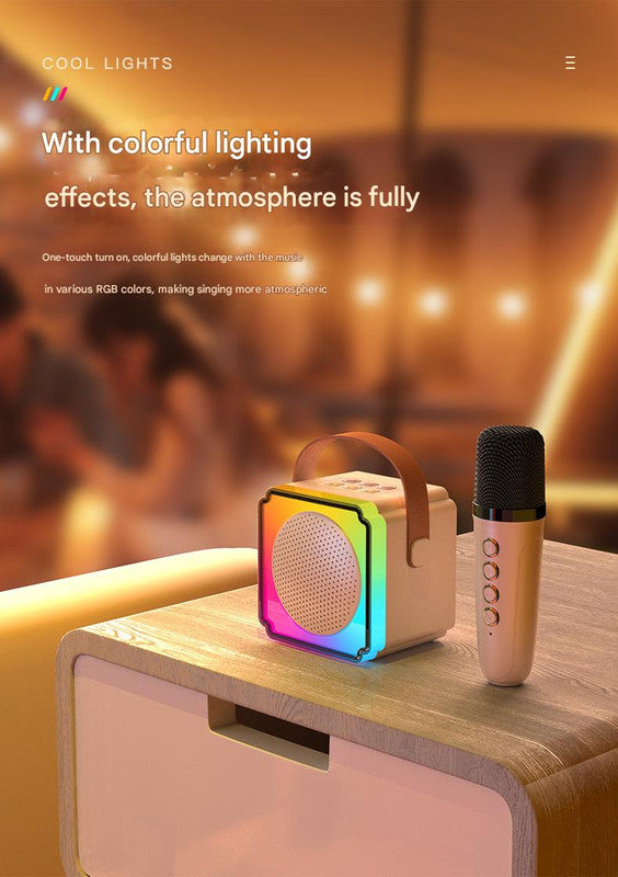 Blue Fun Portable Party Speaker - Karaoke Machine with Two Wireless Microphones and Voice Effects