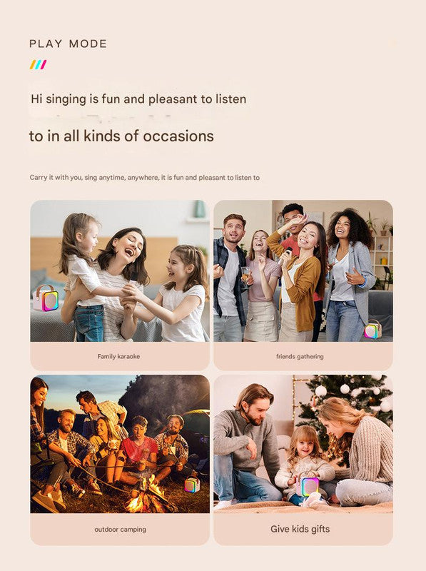 Blue Fun Portable Party Speaker - Karaoke Machine with Two Wireless Microphones and Voice Effects