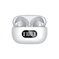 White ProBeat X5 TWS Earbuds: Bluetooth 5.3, LED Smart Display Case, Intuitive Touch Controls, Extended Playtime