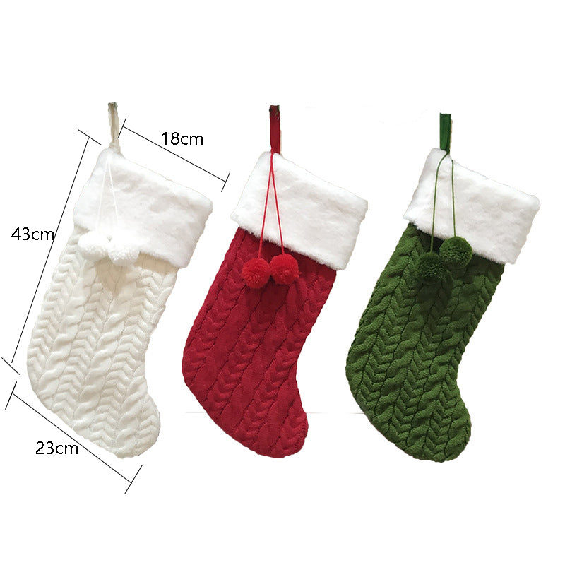 Red Large Cable Knit Christmas Stocking - Classic 43cm Holiday Decor for Fireplace Hanging