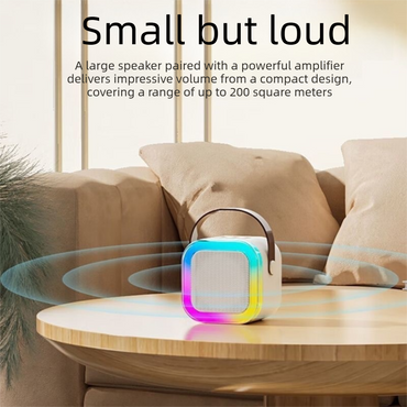 Beige double wheat Portable Mini Karaoke Machine with Wireless Microphone - Bluetooth Speaker for Kids & Adults