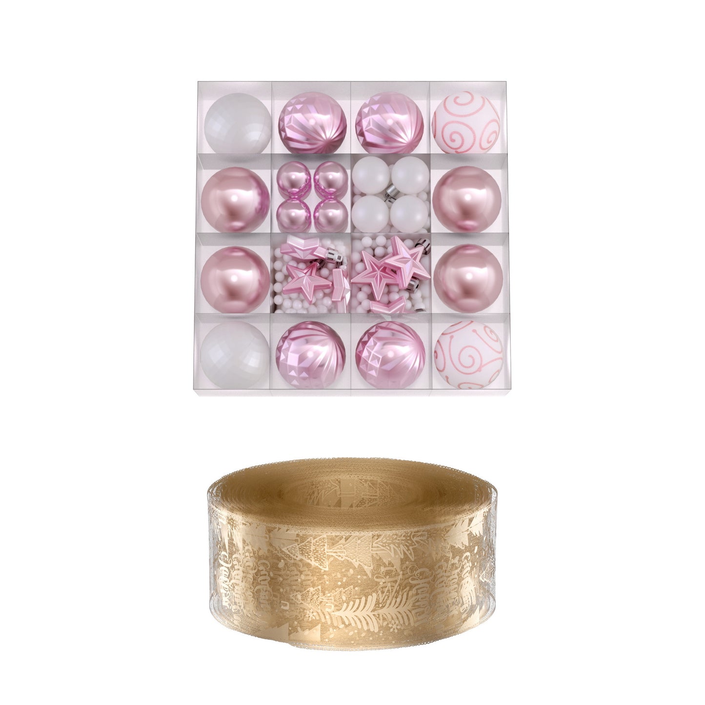 Jingle Jollys Christmas Tree Decoration Set Ribbon Baubles Ornaments Party 34pcs